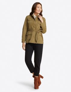 Oh y'all, we see you wearing this field jacket just about everywhere. This is one of those jackets that will pull your whole look together thanks to a tailored structure and an optional belt at the waist. Pop this over your shoulders at a tailgate this year and you've got fall fashion all buttoned up! ======== 100% Cotton Length: 27.5" Center front zipper with snaps Pockets Machine wash cold with like colors, tumble dry low, cool iron and non-chlorine bleach only Made in China Mint Green Jacket, Trendy Outerwear, Puffer Coats, Fall Fashions, Waterproof Rain Jacket, Draper James, Linen Blazer, Field Jacket, Utility Jacket