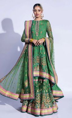 Gharara Kameez Dupatta Green Pakistani Mehndi Dress Mehndi Bridal Dress, Green Gharara, Gharara Dress, Pakistani Mehndi Dress, Mehndi Bridal, Pakistani Bridal Lehenga, Wedding Dresses Pakistani, Pakistani Mehndi, Bridal Mehndi Dresses