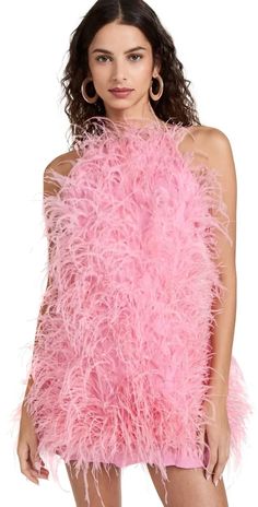 Cult Gaia “Shannon” Pink Feather Mini Dress Size Medium | eBay Midi Outfits, Ostrich Feather, Pink Feathers, Cult Gaia, Feather Dress, Ostrich Feathers, India Fashion, Dress Fabric, Pink Dress