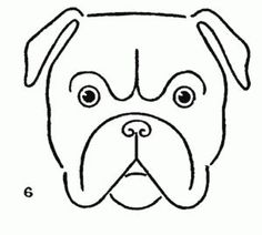 a drawing of a dog's face with the number six on it, which is drawn