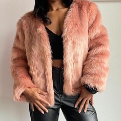 Simplee Pink Faux Fur Coat    Size: Small    Flat lay measurements    Chest: 40' Length: 23' Sleeve Length: 25'    Condition: Good, no major wear or flaws. Due to being preowned may have normal wear.    Fabric: 100% polyester    #fur #winter #pink #modern #glam Pink Faux Fur Coat Outfits, Pink Fur Coat Outfit, Fur Coat Outfit Winter, Fur Coat Outfits, Faux Fur Coats Outfit, Pink Faux Fur Coat, Fur Coat Outfit, Pink Fur Coat, Pink Fur