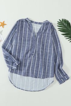 Blue Striped Blouse, Plain Maxi Dress, Striped Shirts, Mock Neck Blouse, Blue Striped Shirt, Blouse Sale, Crisp Air, Hacks Clothes, Alt Fashion