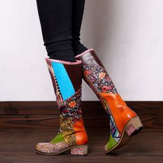 Bohemian Handmade leather women Lace Up Zipper boots – superladystar Multicolor Leather Outdoor Boots, Multicolor Bohemian Boots For Spring, Bohemian Multicolor Boots For Spring, Bohemian Boots With Flat Heel For Festival, Casual Multicolor Boots With Flat Heel, Multicolor Leather Boots For Spring, Casual Multicolor Flat Heel Boots, Leather Flat Heel Boots For Festival, Spring Multicolor Leather Boots