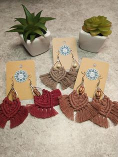 These Boho-style macrame earrings are made to order with 100% natural cotton cord and a 28mm steel teardrop hoop. They are perfect for any occasion and can be dressed up or dressed down! These darling earrings are very lightweight and comfortable to wear.  Just choose your color cord and bead to create a look you'll love! Because these earrings are made-to-order, there might be slight differences than in the picture, colors might also be dependent on the resolution of your screen. This is because each piece is carefully crafted just for you! These earrings make great gifts for any occasion. Ex. Birthday, Christmas, Graduation, Anniversary, Valentines day, Mothers day, Bridal shower,  Bridesmaids gifts, etc. To care for your new favorite earrings: Brush fringe to straighten with a small too Handmade Adjustable Bohemian Tassel Earrings, Bohemian Macrame Tassel Earrings, Bohemian Macrame Tassel Dangle Earrings, Bohemian Adjustable Macrame Tassel Earrings, Bohemian Handmade Teardrop Tassel Earrings, Handmade Brown Bohemian Teardrop Earrings, Adjustable Bohemian Teardrop Earrings, Handmade Teardrop Bohemian Tassel Earrings, Adjustable Brown Bohemian Tassel Earrings