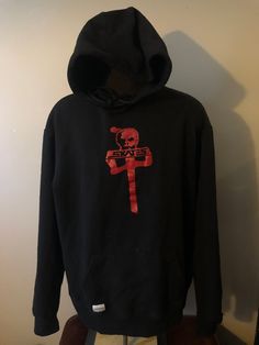 "Crossover skateboard hoodie  - Rare collaboration  - Red Dragon x Skull Skates crossover  - RDS big logo  - Skull Skates big logo  - Hybrid logo design  - Sleeve hit w/ hybrid logo  - Thrashed vintage condition  - Some tear along cuff line  - Minor bleaching speckles in areas  - Hard to find sizing  Size: 3XL 27\" pit to pit  30\" shoulder to waist  Great distressed vintage condition  Small tear and minor bleach areas  DM for more information or additional pics" My Chemical Romance Hoodie, Dolly Parton Shirt, Iron Maiden Shirt, Dragon Skull, Red Dragon, Crossover, Sweat Shirt, Skateboard, Logo Design