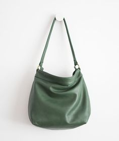 Green leather purse - Everyday leather bag - Leather hobo bag #Laroll Green Hobo Bag With Adjustable Strap For On-the-go, Green Hobo Bag With Adjustable Strap And Double Handle, Green Hobo Bag With Detachable Handle, Green Bucket Hobo Bag For Daily Use, Versatile Green Hobo Bag For Daily Use, Green Crossbody Hobo Bag With Detachable Handle, Everyday Hobo Shoulder Bag With Detachable Strap, Versatile Green Hobo Bag For Errands, Everyday Shoulder Bag With Detachable Strap, Hobo Shape