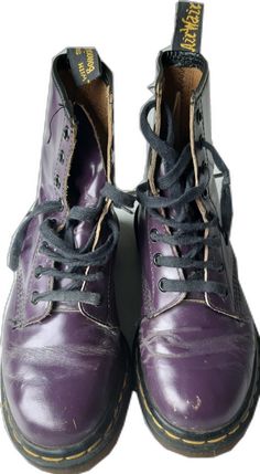 Purple Punk Boots With Round Toe, Purple Lace-up Boots For Streetwear, Purple High-top Boots For Fall, Purple Round Toe Boots For Streetwear, Casual Purple Boots For Streetwear, Purple Dr Martens, Boots Female, Womens Booties, Martens Boots