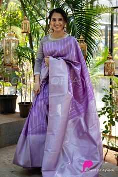 Rajshahi Silk Saree, Lavender Pattu Saree, Lavender Silk Saree, Sita Kalyanam, Wedding Drapes, Kanchipuram Pattu Sarees, House Of Ayana, Saree Pattern