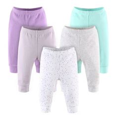 The Peanutshell 5 Pack Pants Set for Baby Girl or Baby Boy features fun confetti dot prints in white on lavender and lilac on white, with essential solids of light heather grey, mint, and vibrant purple. A great building block for any baby boy or baby girl's wardrobe, your little one will always look fashionable in these designs! Size: 0-3 Months.  Color: Multicolor.  Gender: unisex.  Age Group: infant. Lavender And Lilac, Confetti Dots, Vibrant Purple, Baby Pants, Colored Pants, Girls Wardrobe, Outfit Combinations, Kids Pants