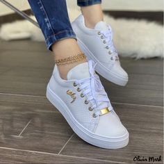 Olivia Mark - Stylish Platform Single Shoe with Round Toe Sepatu Platform, Kasut Wanita, Round Toe Sneakers, Sneakers Mode, Platform Loafers, Comfortable Sneakers, Tenis Casual, Flat Sneakers, Botswana