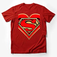 Superman Heart Logo T-Shirt, Red and Yellow Graphic Tee, Unisex Superhero Shirt, Casual Comfort Fit Male T-Shirt Custom graphic T-Shirt.Customize your color Red Superhero Character Print T-shirt, Superhero Character Print Red T-shirt, Red Superhero T-shirt With Character Print, Red Superhero T-shirt With Short Sleeves, Red Superhero Short Sleeve T-shirt, Red Superhero Short Sleeve Top, Red Superhero Graphic Print Top, Red Cotton Superhero Tops, Red Cotton Superhero Top