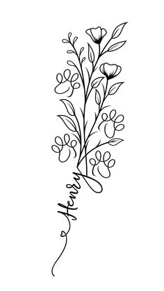 the word faith is written in black ink on a white background with flowers and leaves