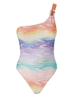 white/multicolour signature zigzag woven design tie-dye print one-shoulder slip-on style Be mindful to try on swimwear over your own garments. The item you receive may differ slightly from the item photographed. This is due to the artisanal nature with which all Missoni products are constructed. Swimsuit White, One Shoulder Swimsuit, White Swimsuit, Co Ords, Woven Design, Tie Dye Print, Swimwear Accessories, Missoni, Try On