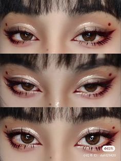 Xiaohongshu chinese makeup style aesthetic douyin Halloween Chinese Makeup, Red Eyeshadow Douyin, Xiaohongshu Makeup Dark, Fall Douyin Makeup, Red And Black Douyin Makeup, Xiangshu Makeup, Christmas Makeup Douyin, Douyin Goth Makeup, Douyin Vampire Makeup