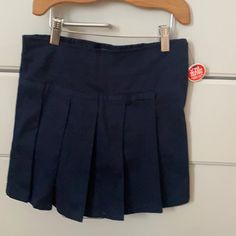 Nwt Navy Skirt With Shorts Inside. School Uniform Lined Skirt, School Mini Skirt Solid Color With Lined Skirt, School Mini Skirt Solid Color Lined, Solid Color Lined Mini Skirt For School, School Cotton Stretch Skort, Short Cotton Tennis Skirt For School, School Uniform Mini Skirt With Lining, Solid Cotton School Skirt, Solid Skirted Skort For School