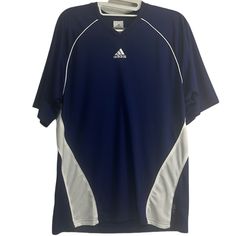 Adidas Men’s Navy Blue Climalite Soccer Jersey Size: Small Preloved In Good Condition-No Flaws Measurements: Armpit To Armpit- 20 Inches Length (Shoulder To Hem)- 28.5 Inches Thank You For Checking Out My Closet! Like It Feel Free To Send Me An Offer Smoke Free Home Monday-Friday We Ship Out Within 24 Hours If You Are Brand New To Poshmark, Use Code Esterp3610 At Checkout For $10 Off Your First Order. Blue Adidas Logo T-shirt For Sportswear, Adidas Blue T-shirt Sportswear With Logo, Blue Adidas Tops For Sports Season, Navy Sports Tops With Three Stripes, Navy Sports Top With Three Stripes, Adidas Breathable Short Sleeve T-shirt, Adidas Crew Neck Tops For Light Sports, Blue Adidas Logo Sports Top, Adidas Navy Sports Top