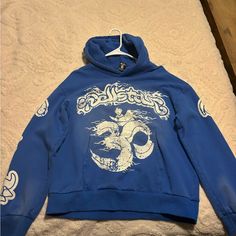 Blue And White Hellstar Hoodie Yoga Hoodie, Colorful Hoodies, Hoodies Men, Mens Jackets, Blue White, Color Blue, Mens Accessories, Jackets & Coats, Blue And White