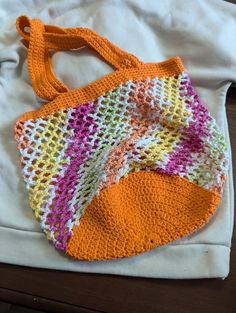 Crochet cotton market/beach/shopping bag orange, pink, yellow, pastel green and white. White Crochet Bag For Beach Season, Spring Vacation Crochet Beach Bag, White Beachy Crochet Bag For Beach Season, White Crochet Bag For Beach Season Shopping, White Crochet Bag For Shopping At Beach Season, White Crochet Bag For Shopping During Beach Season, Green Crochet Bag For Beach Shopping, White Beachy Crochet Bag For Daily Use, Green Crochet Bag For Beach Season Shopping