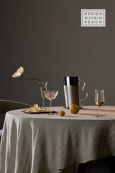 glassware on dining table in kitchen