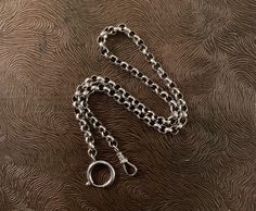 Inspired by watch chains, this vintage-style necklace features classic belcher chain in larger and heavier 6mm links finished  with an Albert-style swivel clip and extra large  18mm spring ring clasp, which can easily accommodate favorite charms and pendants.   For demonstration purposes, the last 3 photos show this piece with other new vintage-style arrivals, available for sale separately in the shop. ✤Necklace length is 17-3/4" ✤22mm swivel clip and 18mm spring ring are marked 925 and  'sterli Vintage Oval Link Chain Necklace As Gift, Vintage Double Chain Link Jewelry, Vintage Jewelry With Box Chain Link, Vintage Double Chain Jewelry, Vintage Oval Link Box Chain Necklace, Vintage Double Chain Necklace As Gift, Vintage Double Chain Necklace For Gift, Classic Double Chain Necklace, Vintage Box Chain Link Necklace