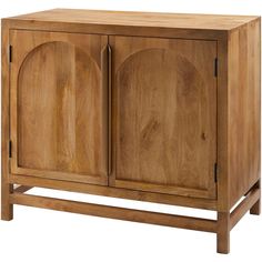 a wooden cabinet with two doors on one side