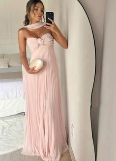 Pink Strapless A-Line Pleated Elegant Long Prom Dress Wedding Guest Dress Pink Long Prom Dress, Prom Dresses Long Pink, Ball Gowns Evening, Evening Dresses Elegant, Dress Evening, Cheap Prom Dresses, Evening Party Dress, Party Dress Long, Party Gowns