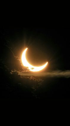 the moon is seen in front of clouds during a partial solar eclipse, as seen from an airplane