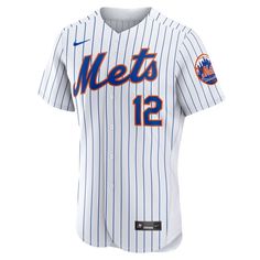 Experience game day in the same gear as your favorite New York Mets player with this Francisco Lindor Authentic Player jersey from Nike. Featuring an athletic cut and moisture-wicking fabric, it's identical to the official full-button top the New York Mets wear on the field as they aim for the top of the division standings this season. The high-quality tackle twill graphics across the front and MLB Batterman CFX patch on the back put the finishing touches on your All-Star-worthy devotion to the White Baseball Jersey With Logo Print For Sports, Nike White Baseball Jersey For Game Day, Nike Baseball Jersey For Sports, Nike Baseball Jersey For Team Spirit, Nike Baseball Jersey For Sports Team Spirit, Sports Season Baseball Jersey With Logo Print, White Nike Baseball Jersey For Sports Season, Nike White Baseball Jersey For Sports Season, Nike Collegiate White Baseball Jersey