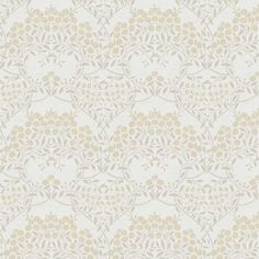 a white and yellow wallpaper with flowers on it