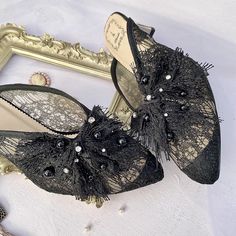 "please ask the seller about availability before making order :) Matching Set Black lace mules Block Heels5cm & Matching Clutch Shoe: Condition: 100%, soft, quality and new. Color: Black Heel: 5cm Material: Brocade & Satin Clutches: 10cm x 4cm x 22cm NOTE FOR BUYER - If the order is received, the order cannot be canceled because the order is already in production and the shipping address cannot be changed. - Due to the many variations on the monitor screen and browser, the resulting color will b Lace Block Heel Party Shoes, Lace Block Heel Party Heels, Lace Block Heels For Party, Summer Lace Heels With Block Heel, Party Lace Block Heels, Summer Lace Block Heel Heels, Elegant Summer Wedding Shoes In Lace, Elegant Summer Wedding Shoes With Lace, Elegant Lace Wedding Shoes For Summer