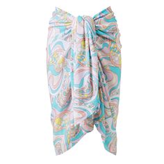 Pareo Maria MELISSA ODABASH Pastel Waves Spring Pool Sarong, Multicolor Sarong For Beach Cover-up, Draped Summer Beach Sarong, Summer Beach Draped Sarong, Spring Beachy Wrap Sarong, Beachwear Sarong With Tie Waist, Chic Sarong For Spring Beach Cover-up, Bohemian Multicolor Silk Sarong, Chic Spring Beach Cover-up Sarong