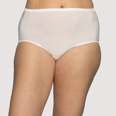 The Illumination® Panties are the perfect combination of comfort and luxury! The soft fabrication has great stretch for the perfect fit. Non-binding waist and leg construction anchors the garment to the body and provides all day comfort with freedom from elastics. The satin trim at the leg and waist add an elegant touch. This brief offers full rear coverage  to maintain modesty. Comfortable Moderate Coverage Briefs, Solid Supportive Bottoms With Comfort Stretch, Comfort Stretch Supportive Bottoms, Summer Cotton Bottoms With Full Coverage, Comfortable No-show Bottoms With Moderate Coverage, Full Coverage Summer Bottoms For Daywear, Elegant Full Coverage Bottoms For Summer, Classic White Full Coverage Bottoms, Full Coverage Bottoms With Hygienic Liner For Daywear