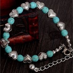 New Beautiful Turquoise Heart Bracelet 8” With Extensions 10” Pandora Style Birthday Gift, Anniversary Gift, Wedding Gift, Mother's Day Gift, Valentine Gift, Graduation Gift, Easter Gift Don't Have A Poshmark Account? Use Code Fashionistapaz For $10 Off Any Order. Mother’s Day Graduation Birthday Anniversary Summer Vacation Gifts Christmas Stocking Stuffers Black Friday Cyber Monday Bridesmaid Bridesmaid’s Bride Wedding Gucci Chanel Tomford Tiffany Chloe Versace Louis Vuitton Tory Burch Coach Ka Turquoise Heart Beads Bracelet For Gift, Turquoise Heart Beads Bracelet Gift, Turquoise Heart Beads Bracelet As Gift, Blue Heart-shaped Bracelets For Valentine's Day, Blue Heart-shaped Bracelet For Valentine's Day, Handmade Turquoise Heart Bracelet, Bohemian Silver Heart-shaped Beaded Bracelets, Bohemian Silver Beaded Heart Bracelets, Heart Shape Design