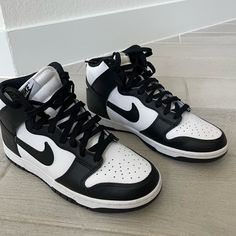 Nike Panda High Top Dunks Womens - Womens 9.5, Men’s 7.5 Worn Once!! Almost Brand New! Nike Panda High, Dunks High Top, High Top Dunks, Nike Dunks High, Nike Panda, Dunks High, Panda Dunks, Shoes Nike, Nike Dunks