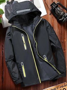 Stay dry and fashionable with our Men Waterproof Jacket. This vibrant yellow raincoat is not only waterproof but also stylish, available in a range of colors including orange, blue, navy, black, and red. Perfect for running in wet weather, this jacket will keep you protected and comfortable. Don't let the rain stop you from looking your best. Rain Outfit, Mens Raincoat, Yellow Raincoat, Outwear Jackets, Outdoor Jacket, Wet Weather, Down Parka, Waterproof Jacket, Outerwear Coats