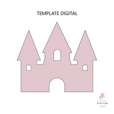 a pink castle cutout with the words template digital on it and an image of two towers