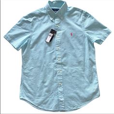 Ralph Lauren Shirt Color-Hammond Blue Size-M 100%Cotton Slim Fit Light Blue Button-up Tops, Light Blue Slim Fit Collared Top, Light Blue Cotton Shirt With Short Sleeves, Light Blue Short Sleeve Cotton Shirt, Light Blue Cotton Short Sleeve Shirt, Casual Light Blue Cotton Short Sleeve Shirt, Light Blue Slim Fit Cotton Top, Light Blue Collared Cotton Short Sleeve Shirt, Light Blue Cotton Collared Short Sleeve Shirt