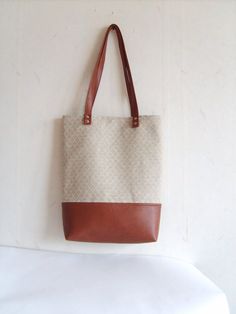 Leather tote linen tote geometric print tote bag by allbyFEDI Eco-friendly Brown Canvas Bag For Daily Use, Brown Shoulder Bag With Canvas Lining For Shopping, Brown Canvas Tote Bag With Canvas Lining, Square Brown Canvas Bag For Daily Use, Brown Square Canvas Bag For Daily Use, Brown Tote Bag With Canvas Lining, Brown Canvas Bag For Shopping, Ethically Sourced Everyday Tote Bag, Square Brown Canvas Bag