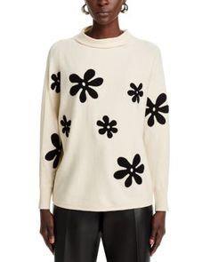 Sioni Floral Embroidered Sweater Embroidered Sweater, Knitwear Women, Vanilla, Knitwear, Pick Up, In Store, Buy Online, Floral, Black