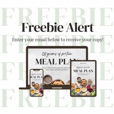 an advertisement for mealplan with the text freebie alert enter your email below to receive your copy