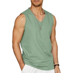 70%Rayon, 30%Linen Imported Pull On Closure Machine Wash Linen Fabric ---- The Men's Linen V Neck Tank Top Is Made Of High Quality Linen Fabric, Cool And Breathable, Soft And Skin-Friendly, Lightweight And Quick Dry. The Beach Sleeveless Shirt Keep You Cool And Relaxed All The Time Especially In Summer Spring And Autumn. Classic Design ---- This Men Casual Linen Sleeveless Shirt With Classic V Neck Collar And Sleeveless Design. It Makes You More Sexy In Casual Or Beach. This Men Beach Yoga Shirt V-neck Vest Top For Beach Season, Casual Sleeveless Beach Vest, Summer Cotton V-neck Vest, Cotton V-neck Tank Top For Vacation, Casual Tank Vest For Summer, Summer Vest Tops For Beach Season, Summer Beach Vest Top, Summer Beach Season Vest Tops, Sleeveless Cotton Vest For Beach Season