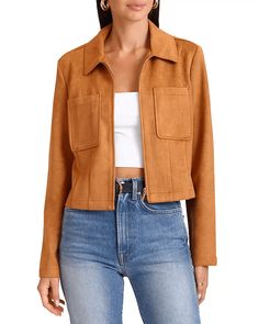 Women's Suede Harrington Leather Jacket In Brown