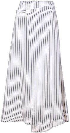 Elegant Striped Midi Skirt, Chic Striped Midi Length Bottoms, Chic Striped Midi-length Bottoms, Elegant Striped Relaxed Skirt, Chic Relaxed Skirt With Striped Hem, Striped Midi Skirt For Work, Chic Skirt With Striped Hem And Relaxed Fit, Summer Workwear Skirt With Vertical Stripes, Chic Long Striped Skirt