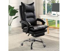 Perce Black Office Chair - Ornate Home Man Cave Desk, Getting Job, Modern Man Cave, Home Office Black, Black Leather Chair, Office Black, Black Office Chair, Black Office, Ornate Furniture