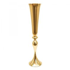 The beautiful 'trumpet' design of this gold-hued floral vase will lend any table display a timeless elegance. It's perfect for weddings, sweet sixteens or any event to remember. Give your flowers the lift they deserve! Size: 6¾" x 29½" Event Decor Direct, Crystal Centerpieces, Elegant Vases, Gold Vases, Table Display, Floral Vase, Centerpiece Decorations, Table Top Decor, Floral Decor