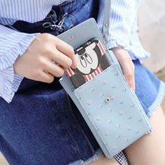 Size: Width: 7.09 In, Length: 4.33 In, Thick: 1.57 In Material: Pu Color: Blue Brand New. Portable Blue Phone Bag For Everyday Use, Trendy Blue Phone Bag For Everyday Use, Trendy Blue Everyday Phone Bag, Trendy Blue Phone Bag For Travel, Casual Blue Phone Bag With Cell Phone Pocket, Trendy Blue Phone Bag, Blue Casual Everyday Phone Bag, Trendy Blue Wallets With Interior Card Slots, Trendy Blue Wallets With Card Slots