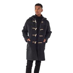 Mens Charcoal Classic Fit Original And Authentic Duffle Coat With Wooden Toggles Mens Duffle Coat, Duffel Coat, British Racing Green, Navy Man, Racing Green, Duffle Coat, Rich Fabric, Coat Design, Mens Navy