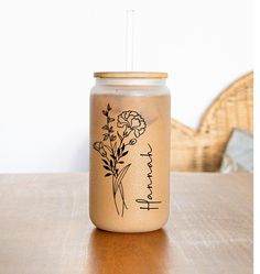 a mason jar sitting on top of a wooden table