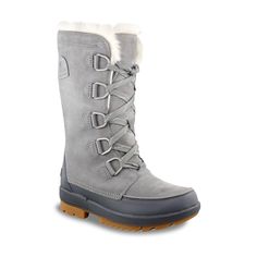 Shield your feet with the warmth and comfort with these women's Sorel Tivoli IV quarry winter boots. Comprising of a waterproof suede backed by a PU leather shell, these boots have a secure lace-up front, OutDry waterproof built, microfleece-lined EVA footbed, 100g insulation, lightweight rubber midsole and a flexible molded rubber outsole. | Sorel Women's Tivoli IV Tall Waterproof Winter Boot in Quarry Size 6 Medium Sorel Tivoli Iv, Sorel Tivoli, Shoe Warehouse, Waterproof Winter Boots, Sorel Womens, Sorel Shoes, Boot Shoes Women, Winter Boots, Winter Boot