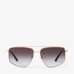 The Alyssa sunglasses are a modern update to a classic avaiator silhouette. They feature brown gradient shaded lenses and are complimented by our signature Jimmy Choo logo. Bridal Flat Sandals, Bridal Boots, Gold Aviator Sunglasses, Bridesmaid Bags, Milano Fashion Week, Sneaker Dress Shoes, Brown Gradient, Fragrance Collection, Pale Gold